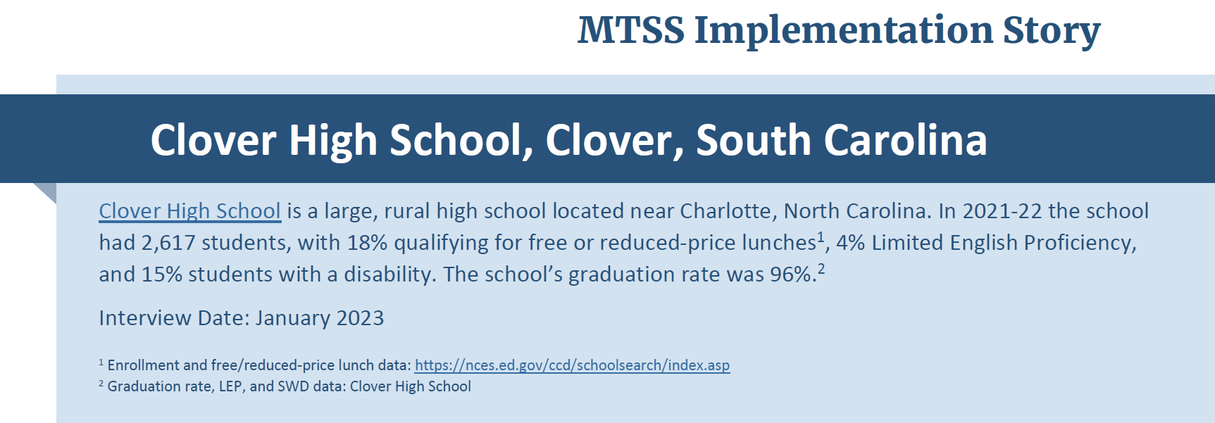 Clover High School Region 6 Comprehensive Center
